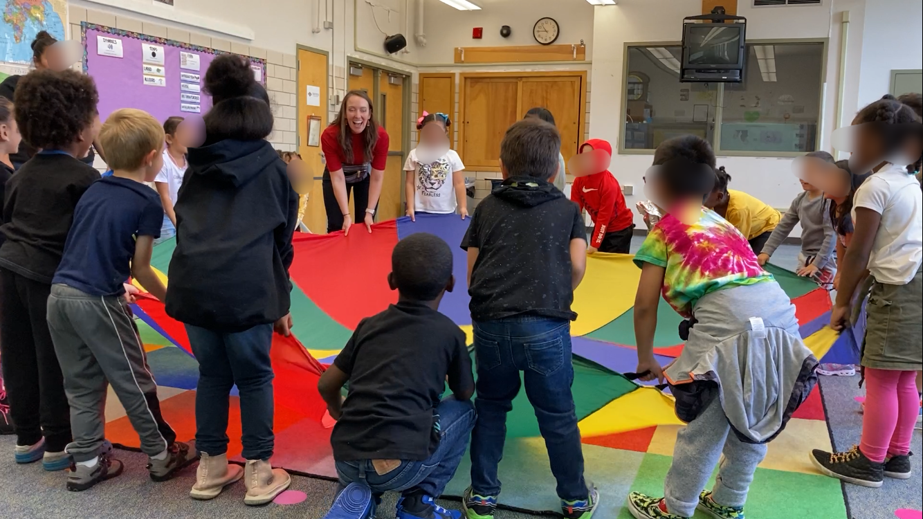 Amelia teaching in the classroom